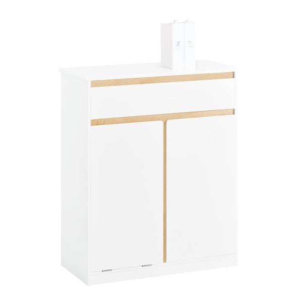 Rootz vaskeskab med vaskepose - Vasketøjsopsamler - Badeværelsesmøbler - MDF og gummitræ - Vippebeskyttelse - Fleksibel opbevaring - 71cm x 33cm x 85c