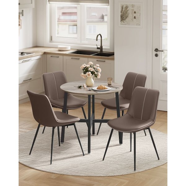 Rootz rundt spisebord - spånplade stål - Greige broget blæk Sort - Moderne - 80 cm x 75 cm - 10,8 kg - 100 kg Kapacitet