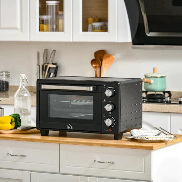 Rootz miniovn - 1 trådramme og 1 bageplade - 3 madlavningstilstande - ovn med justerbar temperatur - metal med grill rustfrit stål - sort/sølv - 46 x