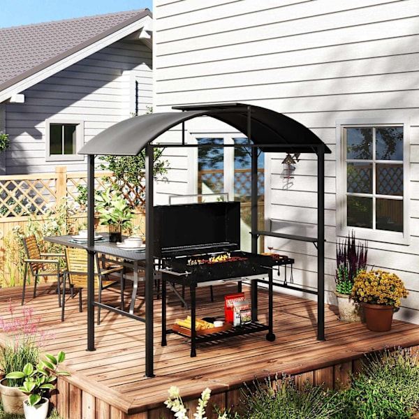Rootz Grill Pavilion - Outdoor Shelter - BBQ Gazebo - Stålramar - Solskydd - 1,1 m x 2,3 m - Grå