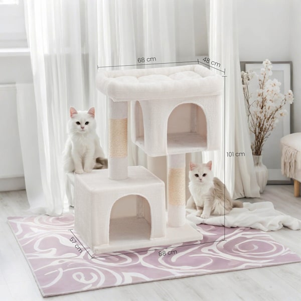 Rootz Cat Tree Scratching Post - Cat Tower - Large Platform - Hållbar sisal för Cats 'Claws - 68 x 48 x 101 cm