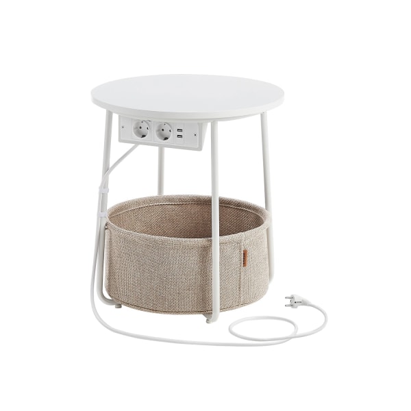 Rootz 3-osainen sivupöytä - Päätypöytä - Yöpöytä - Lastulevy teräspolyesterikangas - Matt White Camel Brown - 45 cm x 50 cm x 50 cm - 39,6 cm x 18,2 c