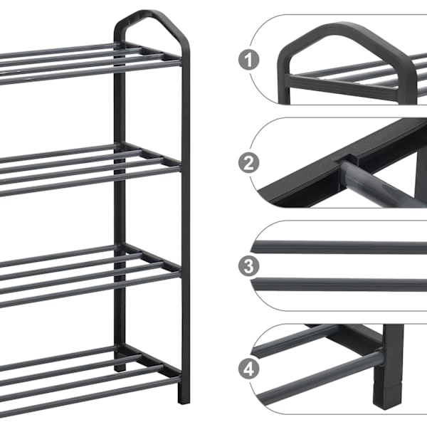 Rootz Skostativ - Fodtøjsarrangør - Skostativ - Skoholder - Skohylde - Skoopbevaring - Skodisplay - Grå - 79x19,5x62cm