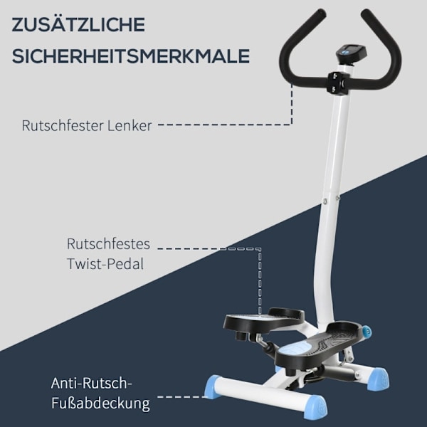 Rootz Stepper - Bentränare - Vader, lår - Underkroppsträning - Stålram - LCD-skärm - Halkfria pedaler - 55cm x 44cm x 108cm