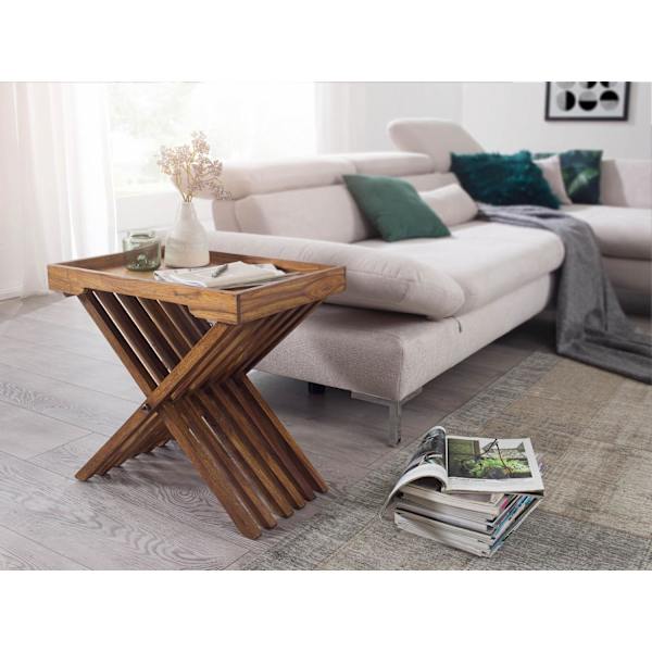 Rootz bord Massivt træ sheesham design foldebord serveringsbakke og bordramme sammenfoldelig landlig stil