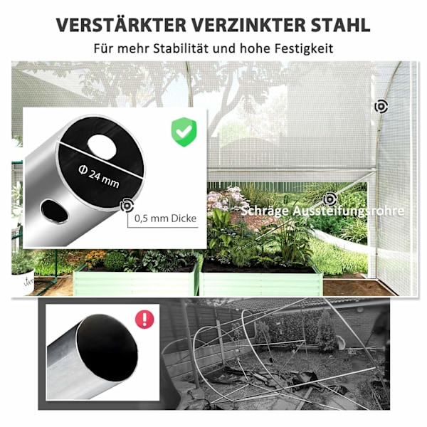 Rootz Polytunnel Greenhouse - Tunnel Greenhouse - Garden Canopy - UV Resistent Protection - 300cm x 200 cm x 200 cm