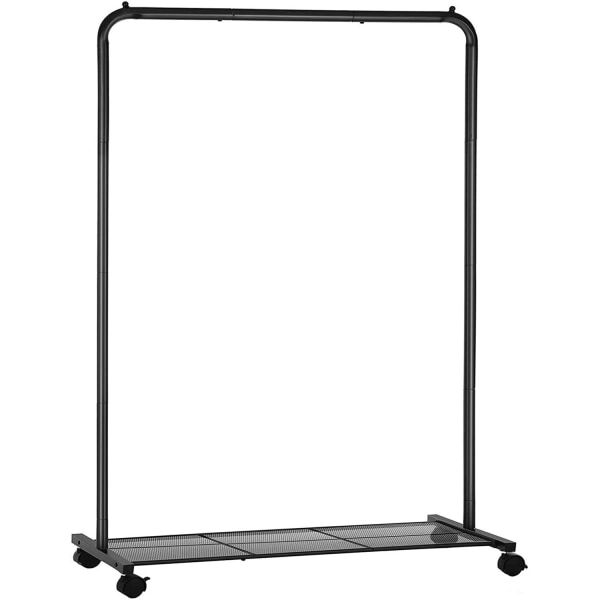 Rootz Vaateteline - Vaatekaappiteline - Naulakko - Pyörät - Max 40 kg - Musta - Metalli - 92,5 x 40,5 x 158 cm