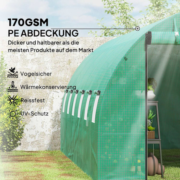 Rootz Poly Tunnel Greenhouse - Walk -In Tent - Growing House - Expand Cultivation Season - 600cm x 300 cm x 197 cm