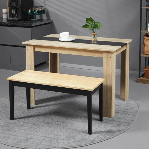 Rootz Modern Bänk för 2 personer - Träbänk - Massivt trä - Lackat - Vardagsrum - Entré - Matsal - Furu - Natur + Svart - 102L x 36W x 45H cm