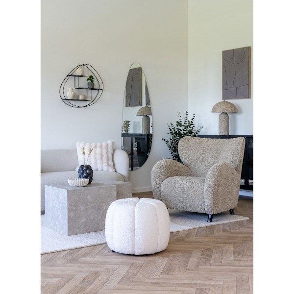 Rootz Off -White Pouf - Ottoman - Jaloskivi - Mukavuus ja tyyli - 48 cm x 38cm x 48cm
