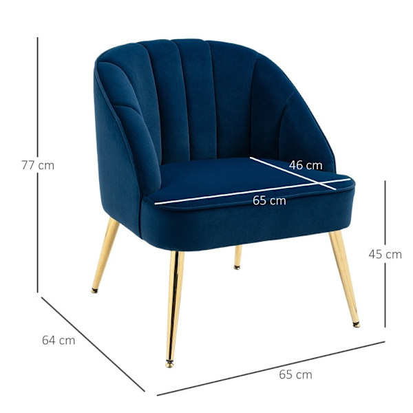 Rootz Retro Design -nojatuoli - Velvet Look - Luku- ja korostustuoli - Tyylikäs ja mukava - Monipuolinen sijoitus - 65 cm x 64 cm x 77 cm