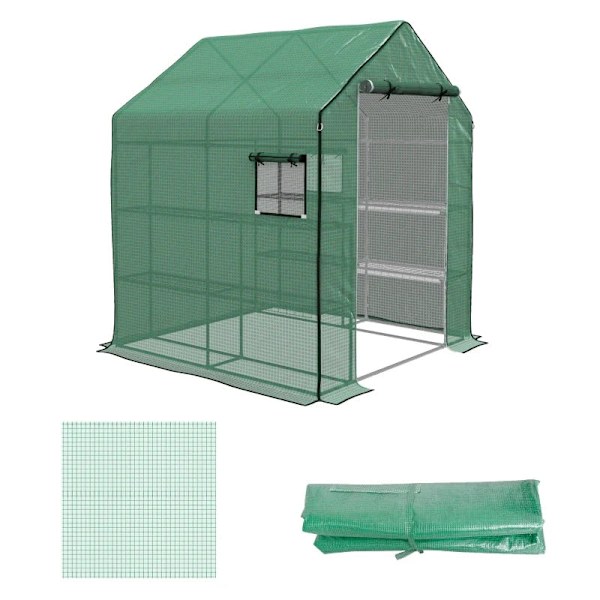Rootz Drivhus - Cold Frame Drivhus - Film Drivhus - Rulledøre - UV-bestandig - Grøn - 140cm x 143cm x 190cm