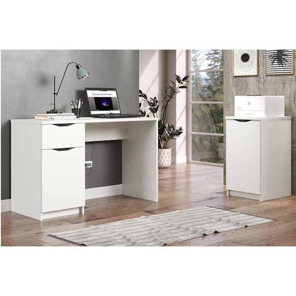 Rootz Office Desk Container - Storage Unit - Workstation Organizer - Desk Extension - Cabinet - Office Chest - White - 40 x 76 x 50 cm