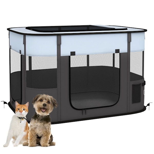 Rootz Foldbart Pet Play Run - Puppy Playpen - Kitten kabinet - Ventileret - 94x74x60cm - bærbar med opbevaringspose til indendørs/udendørs brug