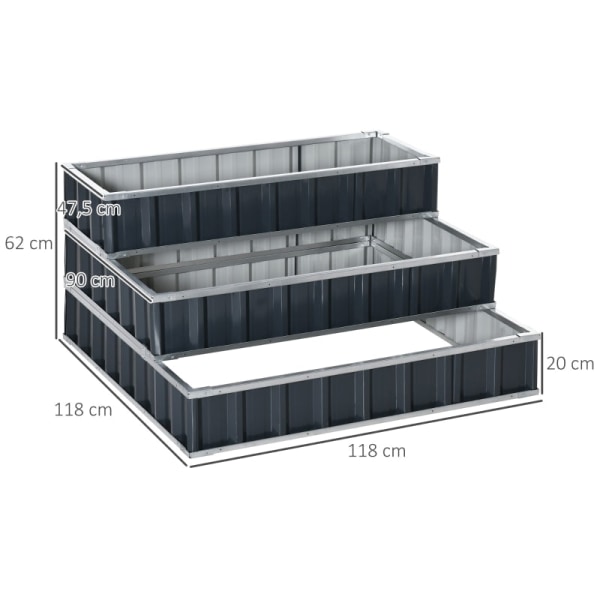 Rootz Steel Raised Bed - 3-vånings trädgårdssäng - Örtbädd - Blo