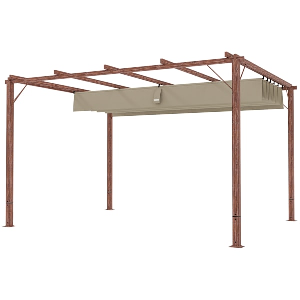 Rootz 3x4m Garden Pergola - Justerbart terrasstak - utomhuspaviljong - UPF30+ Solskydd - 382x300x232cm