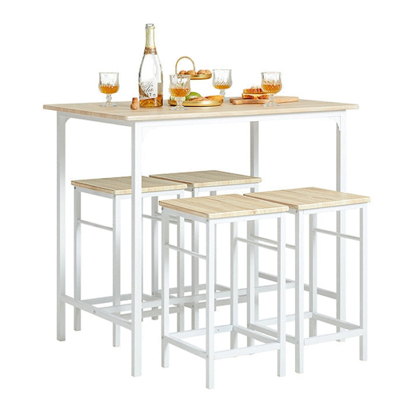 Rootz 5-delade barbordsset - Bistrobord - Matsalsset - Robust metallstomme - MDF-fanerskiva - Mångsidig design - Perfekt för små utrymmen - Bord: 100c