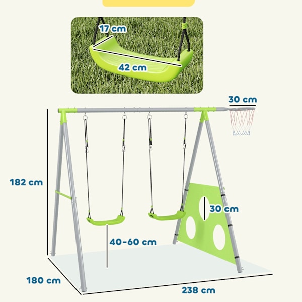 Rootz Children's Swing Set - Rock Seats - Legepladsudstyr - Vejrbestandig - 238 cm x 180 cm x 182 cm
