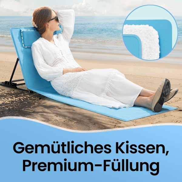 Rootz strandstol - campingstol - solstol - hållbart oxford tyg - 158 cm x 55 cm, vikta 57 cm x 7 cm x 56 cm