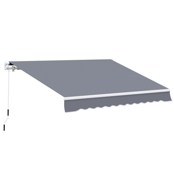 Rootz Markis - Manuellt infällbar markis - Aluminium Markis - Ledad markis - Grå - 4m x3m