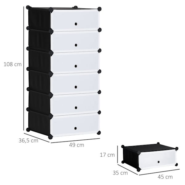 Rootz Modular Shoe Shelf System - Storage Rack - Shoe Organizer - Anpassningsbar design - 49 cm x 36,5 cm x 108 cm