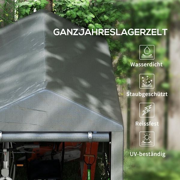 Rootz Værktøjsskur - Udendørs opbevaring - Cykelskur - Motorcykelgarage - UV-resistent presenning - Galvaniseret stål - 120 cm x 179 cm x 165 cm