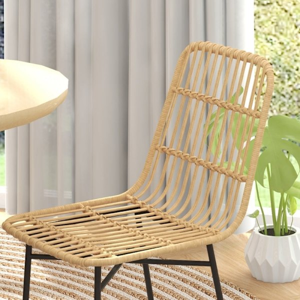 Rootz Matstolsset - Köksstol - Boho Style - Hållbar konstruktion - Golvskydd - Mångsidig design - 45cm x 57cm x 83cm - Naturlig + Svart