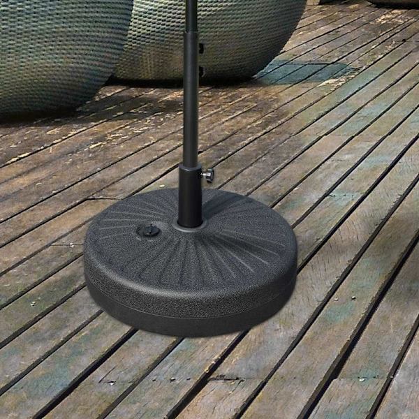 Rootz Parasol - Parasolstativ til parasol - Parasolstænger - Parasolbund til haveterrasse Balkon - Cement - Sort - Ø51 x 12H cm