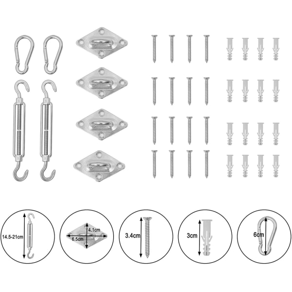 Rootz HDPE Sun Sail - Varjostuspurje - UV-suojakupu - Optimaalinen UV-suoja - Kestävä ja pitkäikäinen - Helppo asennus - Eri kokoja