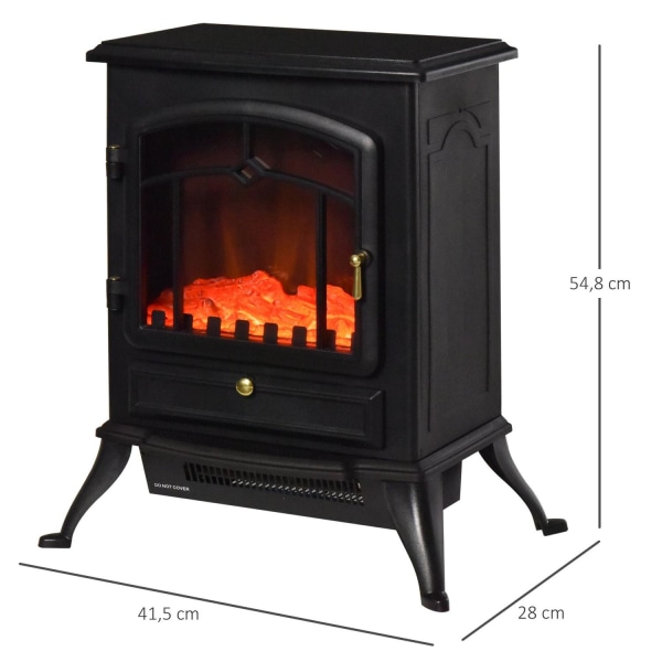 Rootz elektrisk pejs - sort - metal, glas - 16,34 cm x 11,02 cm x 21,65 cm