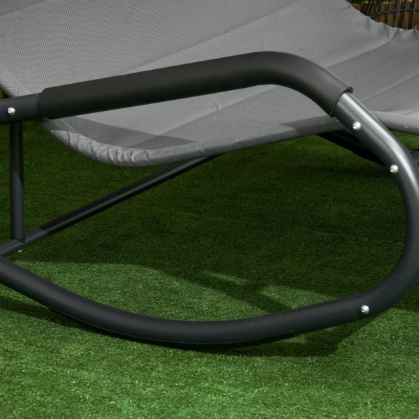 Rootz dobbelt solseng - 2 personer med pude og baldakin - Solsenge - mørkegrå - 200 cm x 139 cm x 140 cm