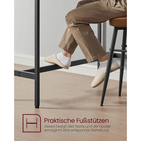 Rootz 3-delade barbordsset - Pubbord - Counter Height Bord - Spånskiva och stål - Greige fläckigt bläck Svart - 100 cm x 40 cm x 90 cm - 40 cm x 30 cm