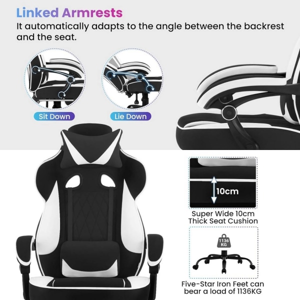 Rootz Gaming Chair - Kontorsstol - Datorstol - Pocket Spring Cushion - Ergonomisk design - Andas Mesh Tyg - 57cm x 51,5cm