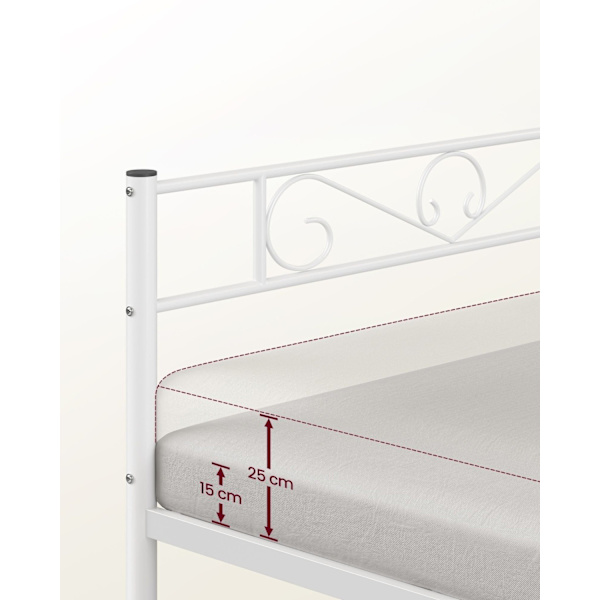 Rootzin valkoinen metallisängyn runko - King-size-vuode - jauhemaalattu runko - Heavy Duty - 207,6 cm x 161,8 cm x 86,4 cm
