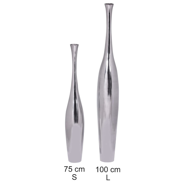Rootz Deco Vas Flaska Design L alu aluminium dekoration Wohndeko modern Vas silver bordsdekoration Designvase