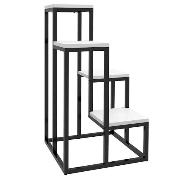 Rootz-kukkahylly - 4-tasoinen kasvihylly - Kukkateline - Sisä- ja ulkokäyttöön - Metallirunko - Kuusi - Musta + Valkoinen - 34L x 34L x 70K cm