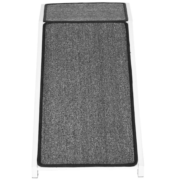 Rootz Pet Ramp - Med halkfri matta - Hundtrappa - Furu - Vit + Grå - 125 x 40 x 35,5 cm