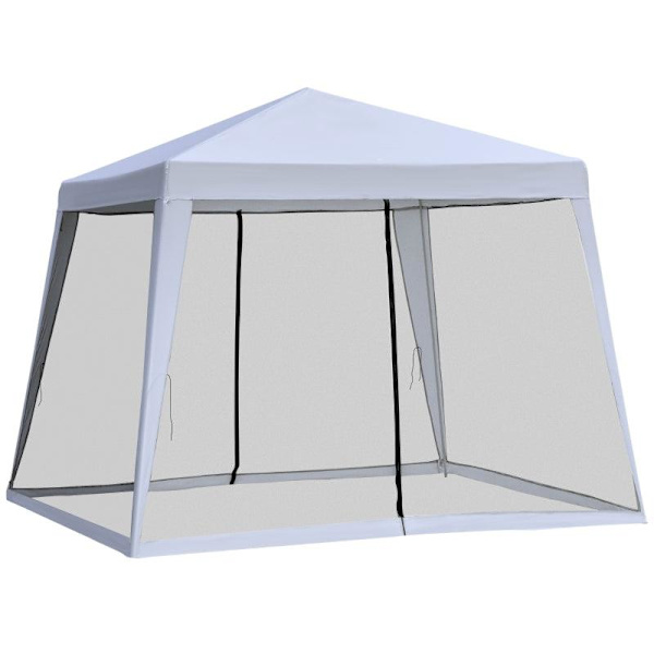 Rootz Gazebo - Trädgårdspaviljong - Marquee Partytält - Tält med myggnät - Väderbeständig - Metall + Polyester - Grå - 3 x 3 m