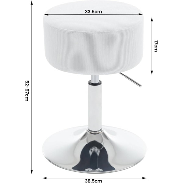 Rootz Corduroy justerbar svängbar pall - Sminkstol - Möbelsittplatser - Andningsbar sits - 33,5 cm x (52-67 cm) x 33,5 cm