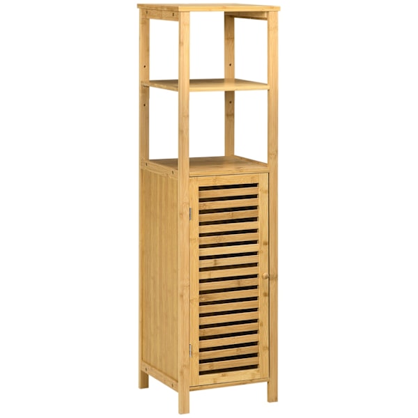 Rootzin kylpyhuoneen hylly - bambu korkea kaappi - kylpyhuoneen säilytys - säädettävät hyllyt - 33x30x120cm - kosteudenkestävä