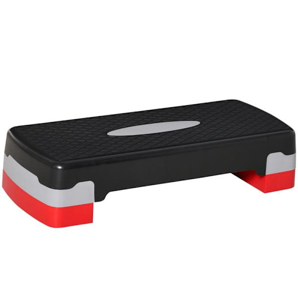 Rootz Aerobic Stepper - 2-stegs - Höjdjusterbar - Svart + Grå + Röd - 68 x 28 x 15 cm