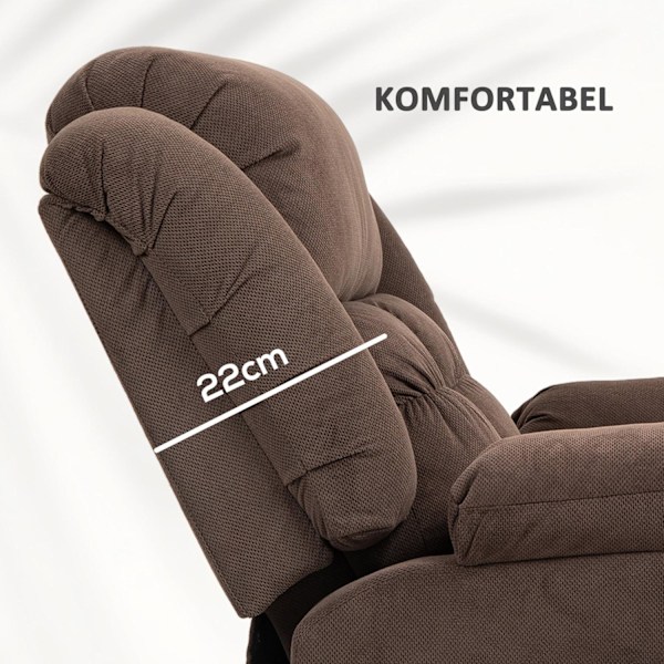 Rootz stand -up hvilestol - Massagestol - Opvarmet stol - Hyggelig komfort - 92W x 102d x 104h cm - Brun fløjls finish