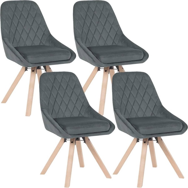 Rootz Set med 4 matstolar - Vridstolar - Sammetssittplatser - Ergonomisk design - Hållbar konstruktion - Enkel montering - 84cm x 40cm x 41cm