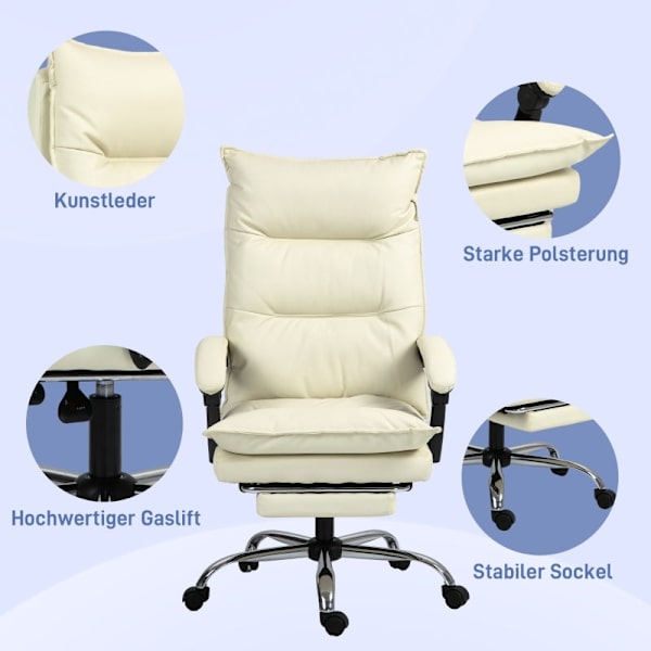 Rootz Ergonomic Office Chair - Datorstol - Snurrstol - Fuskläder - Justerbar höjd - Beige - 66cm x 72cm x 130cm