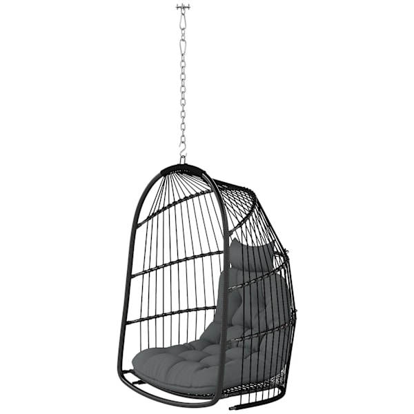 Rootz hængende stol hængende kurv - svingstol - ægstol - ergonomisk komfort - 74L x 68W x 105H cm - grå og sort