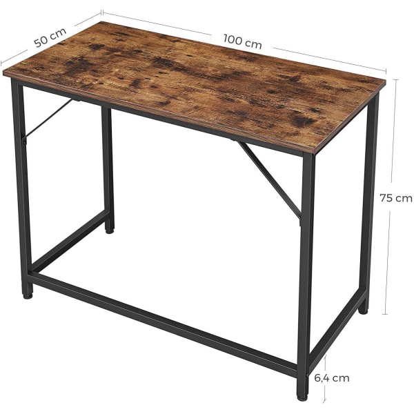 Rootz Whatcom Skrivebord - Industrielt arbejdsbord - Computerbord - Skriveborde - 100 x 50 x 75 cm (LxBxH)