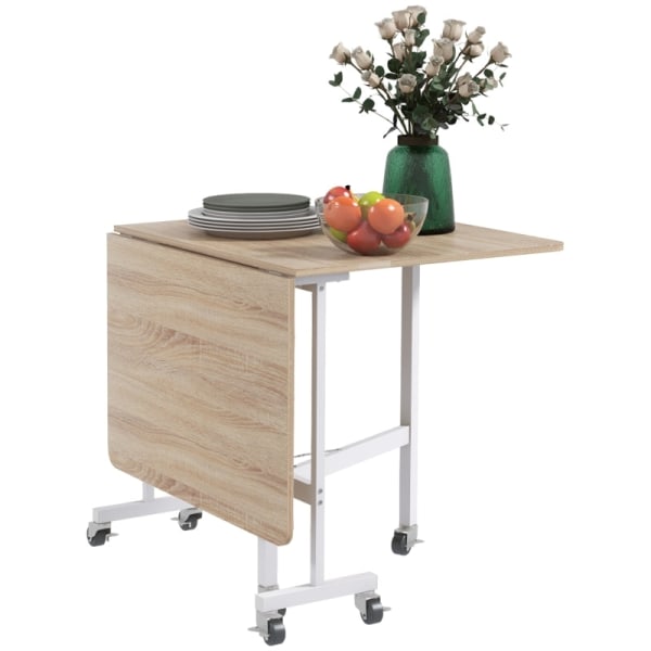 Rootz hopfällbart bord på hjul - Mångsidigt bärbar datorbord - Matbord - Utrymmesbesparande design - Hållbar konstruktion - Lätt rörlighet - 120L x 80