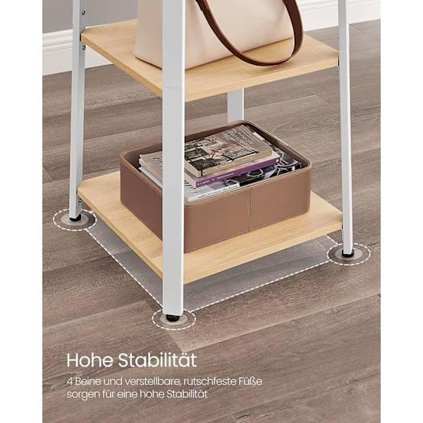 Rootz Knagerække - Eg Hvid - Spånplade stål - Entryway Organizer - Pladsbesparende - Nem montering - 43cm x 43cm x 180cm