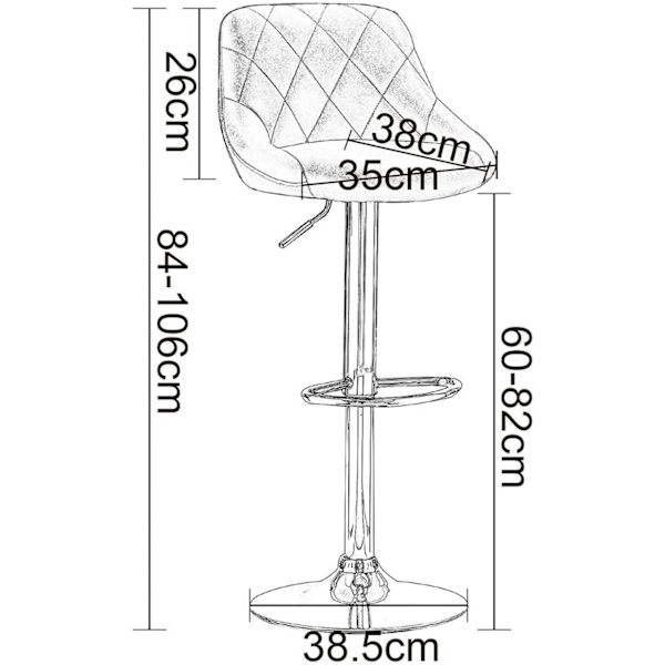 Rootz säädettävät baarijakkarat 2 kpl - Työtasojakkarat - Kääntötuolit - Keinonahkainen Comfort - Kromi Kestävyys - Monipuolinen Korkeus - 84cm-106cm