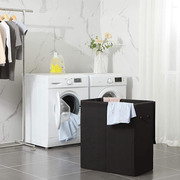 Rootz Black Laundry Basket - Pyykkikorit kannella - Taitettava - 69,25 x 39,4 x 5,6 cm
